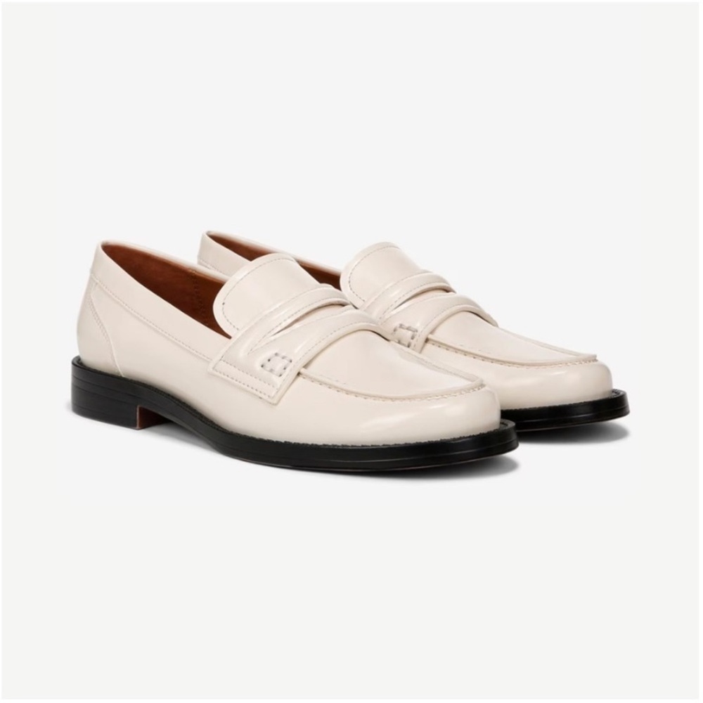 Franco Sarto Lillian White Patent Slip on Flat Loafers